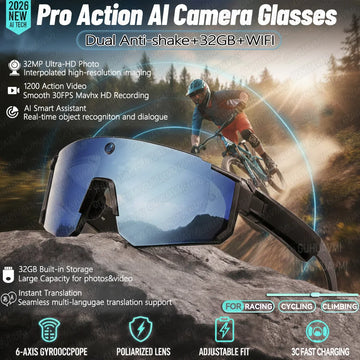 New AI smart shooting&recording glasses with 800W camera, HD anti-shake bicycle riding shooting artifact, windproof goggles 2026